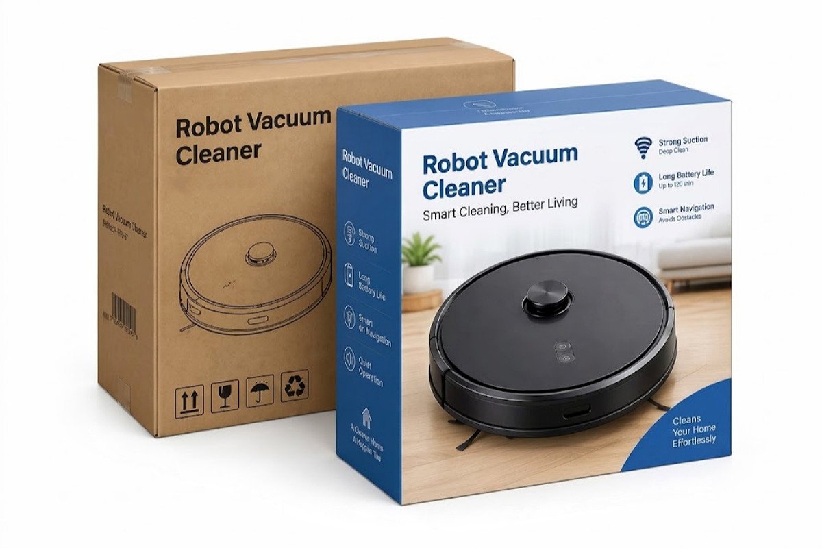 Recyclability labeling on vacuum cleaner boxes